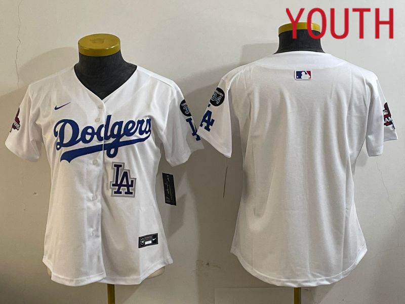 Youth Los Angeles Dodgers Blank White Game 2024 Nike MLB Jersey style 12091->youth mlb jersey->Youth Jersey